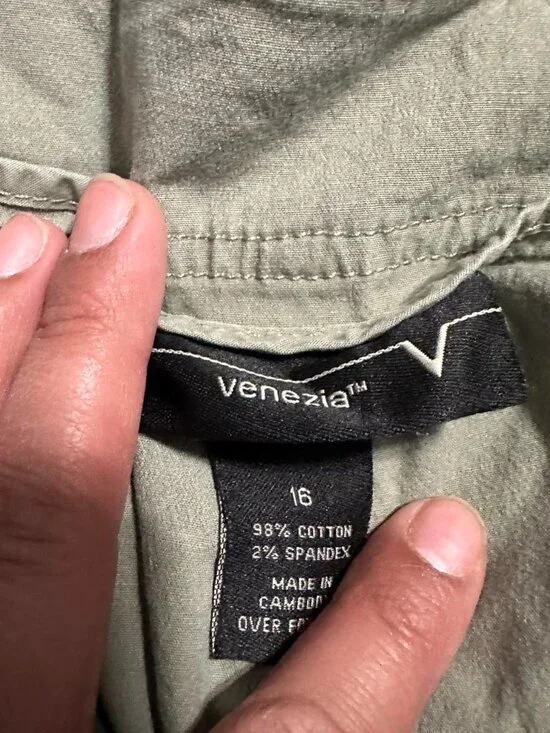 Venezia Green Cargo Baggy Pants Size 16 - Picture 2 of 7